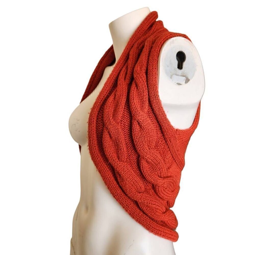 Faded Glory women's small red knit textured open cropped vest woven